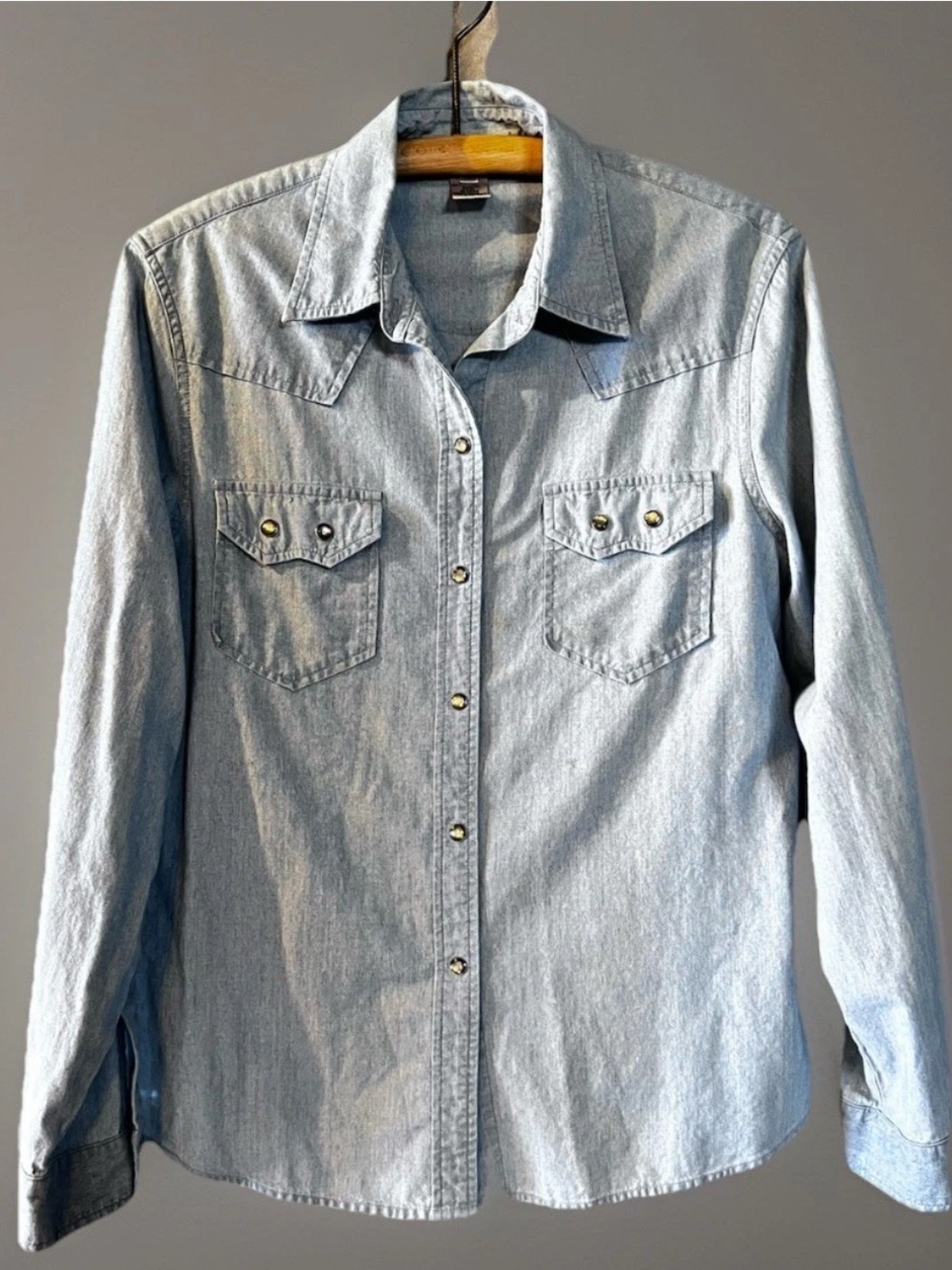Vintage 1980's Pearl Snap Denim Shirt Western Women’s Lg Rodeo Cowgirl Festival